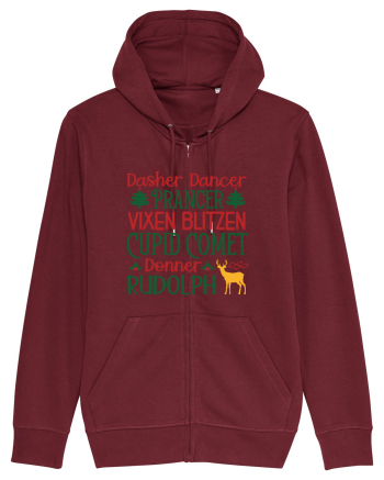 Dasher Dancer Prancer Vixen Blitzen Cupid Comet Donner Rudolph Burgundy