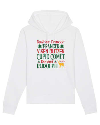 Dasher Dancer Prancer Vixen Blitzen Cupid Comet Donner Rudolph White