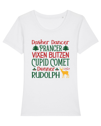 Dasher Dancer Prancer Vixen Blitzen Cupid Comet Donner Rudolph White