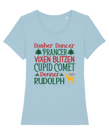 Dasher Dancer Prancer Vixen Blitzen Cupid Comet Donner Rudolph Sky Blue