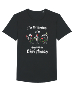 I'm Dreaming Of A Great White Christmas Tricou mânecă scurtă guler larg Bărbat Skater