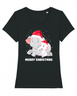 Merry Christmas Tricou mânecă scurtă guler larg fitted Damă Expresser