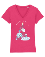 Merry Xmas Tree Tricou mânecă scurtă guler V Damă Evoker