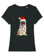 Pug First Christmas Tricou mânecă scurtă guler larg fitted Damă Expresser