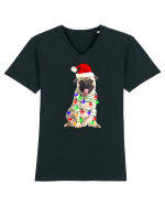 Pug First Christmas Tricou mânecă scurtă guler V Bărbat Presenter