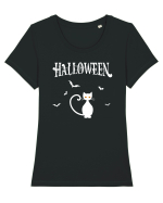 Halloween Cat Tricou mânecă scurtă guler larg fitted Damă Expresser