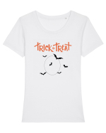 Halloween trick Tricou mânecă scurtă guler larg fitted Damă Expresser