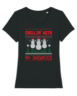 Chillin' with my snowmies Tricou mânecă scurtă guler larg fitted Damă Expresser