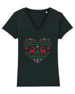 Christmas Heart Tricou mânecă scurtă guler V Damă Evoker