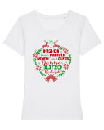 Dasher Dancer Prancer Vixen Blitzen Cupid Comet Donner Rudolph Tricou mânecă scurtă guler larg fitted Damă Expresser