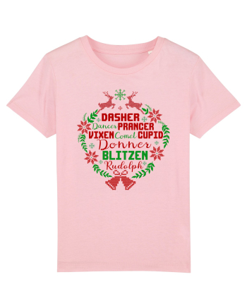 Dasher Dancer Prancer Vixen Blitzen Cupid Comet Donner Rudolph Cotton Pink