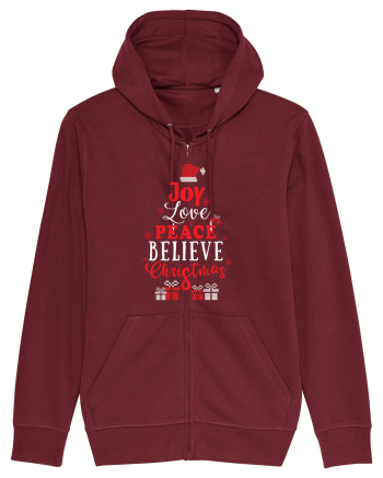 Joy Love Peace Believe Christmas Burgundy