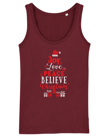 Joy Love Peace Believe Christmas Burgundy