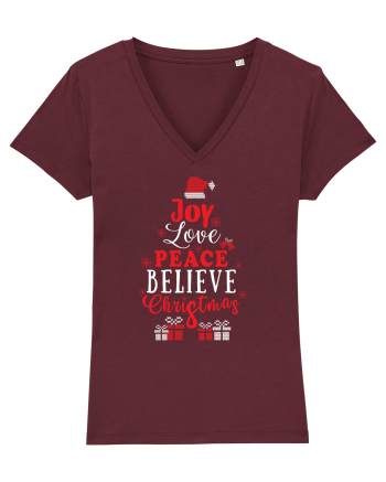 Joy Love Peace Believe Christmas Burgundy