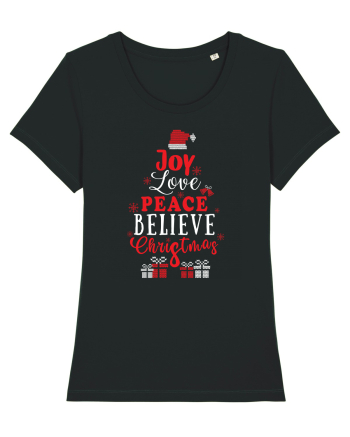 Joy Love Peace Believe Christmas Black