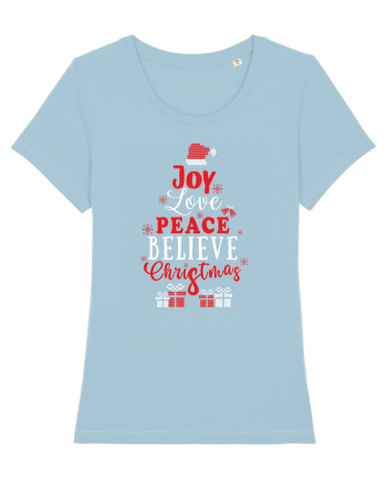 Joy Love Peace Believe Christmas Sky Blue