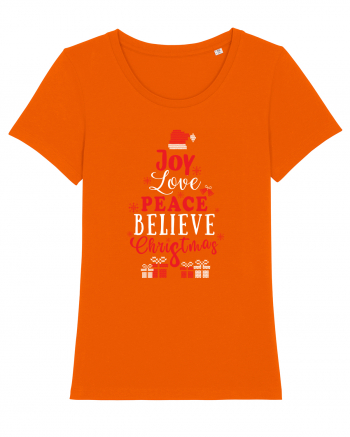 Joy Love Peace Believe Christmas Bright Orange
