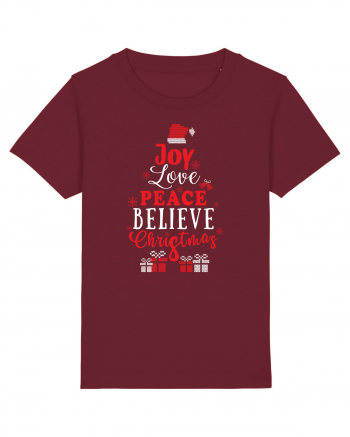 Joy Love Peace Believe Christmas Burgundy