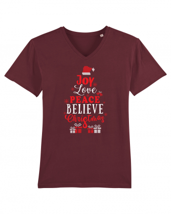 Joy Love Peace Believe Christmas Burgundy