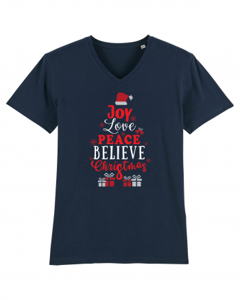Joy Love Peace Believe Christmas French Navy