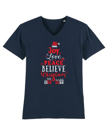Joy Love Peace Believe Christmas French Navy