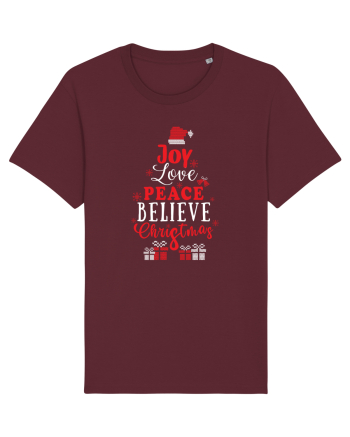 Joy Love Peace Believe Christmas Burgundy