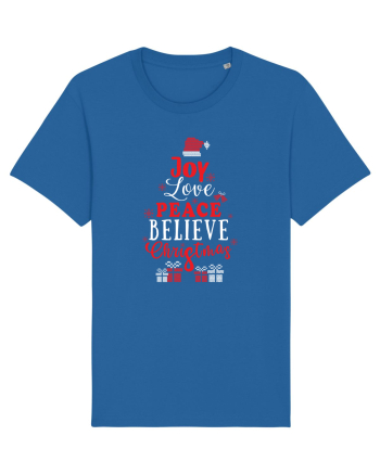 Joy Love Peace Believe Christmas Royal Blue