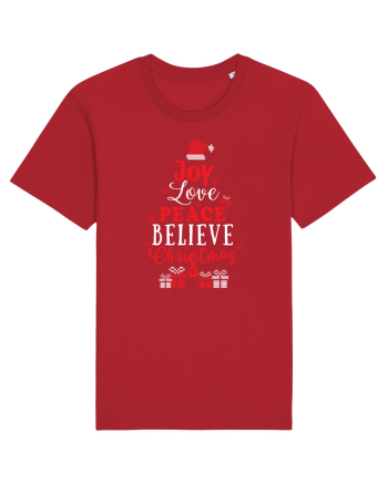 Joy Love Peace Believe Christmas Red