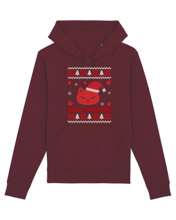 Meowy Christmas Cat Burgundy