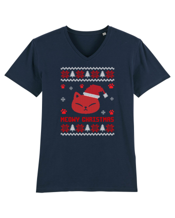 Meowy Christmas Cat French Navy