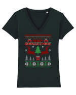 Merry Christmas Dear Tricou mânecă scurtă guler V Damă Evoker