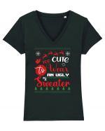 Too cute to wear an ugly sweater Tricou mânecă scurtă guler V Damă Evoker