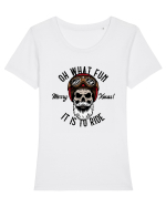 Oh What Fun It Is To Ride Black Skull Tricou mânecă scurtă guler larg fitted Damă Expresser