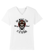 Oh What Fun It Is To Ride Black Skull Tricou mânecă scurtă guler V Bărbat Presenter