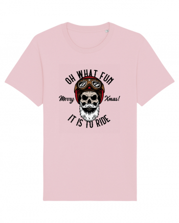 Oh What Fun It Is To Ride Black Skull Cotton Pink