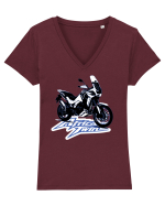 Adventure motorcycles are fun Africa Twin 1 Tricou mânecă scurtă guler V Damă Evoker