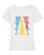 cu iz românesc: Coloana infinitului - Constantin Brâncuși Tricou mânecă scurtă guler larg fitted Damă Expresser