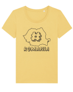 cu iz românesc: Hashtag Romania Tricou mânecă scurtă guler larg fitted Damă Expresser