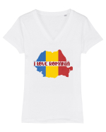 cu iz românesc: I love Romania Tricou mânecă scurtă guler V Damă Evoker