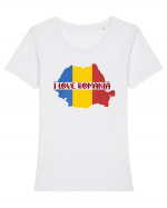 cu iz românesc: I love Romania Tricou mânecă scurtă guler larg fitted Damă Expresser