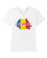 cu iz românesc: I love Romania Tricou mânecă scurtă guler V Bărbat Presenter