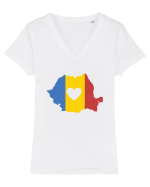 cu iz românesc: Inima mea e în România Tricou mânecă scurtă guler V Damă Evoker