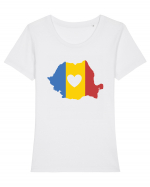 cu iz românesc: Inima mea e în România Tricou mânecă scurtă guler larg fitted Damă Expresser