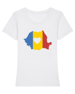 cu iz românesc: Inima mea e în România Tricou mânecă scurtă guler larg fitted Damă Expresser