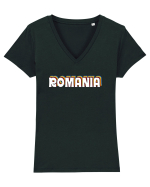 cu iz românesc: Retro Romania Tricou mânecă scurtă guler V Damă Evoker