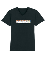 cu iz românesc: Retro Romania Tricou mânecă scurtă guler V Bărbat Presenter