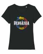 cu iz românesc: România - dragon tricolor Tricou mânecă scurtă guler larg fitted Damă Expresser