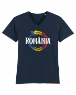 cu iz românesc: România - dragon tricolor Tricou mânecă scurtă guler V Bărbat Presenter