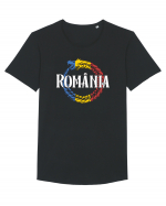 cu iz românesc: România - dragon tricolor Tricou mânecă scurtă guler larg Bărbat Skater