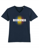 cu iz românesc: România - fundal tricolor #1 Tricou mânecă scurtă guler V Bărbat Presenter